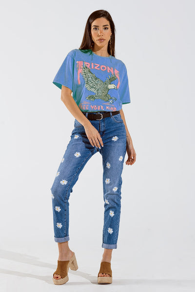 Arizona T-shirt with Eagle Digital Print in Blue