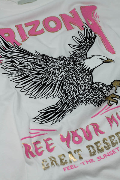 Arizona T-shirt with Eagle Digital Print in White