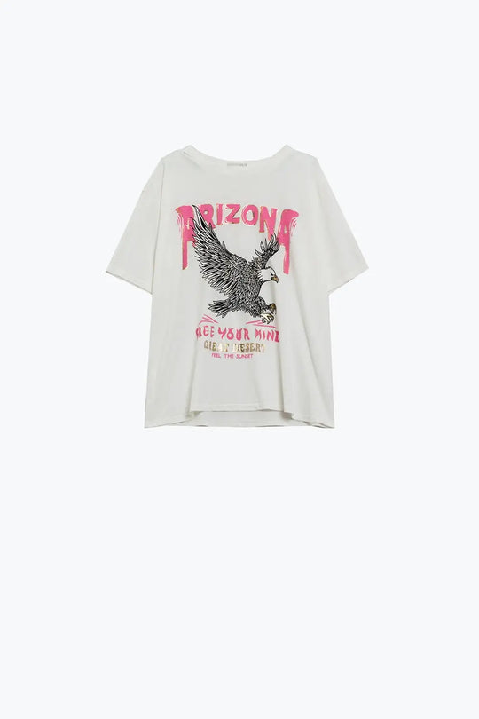 Arizona T-shirt with Eagle Digital Print in White - One Size / White - Tops