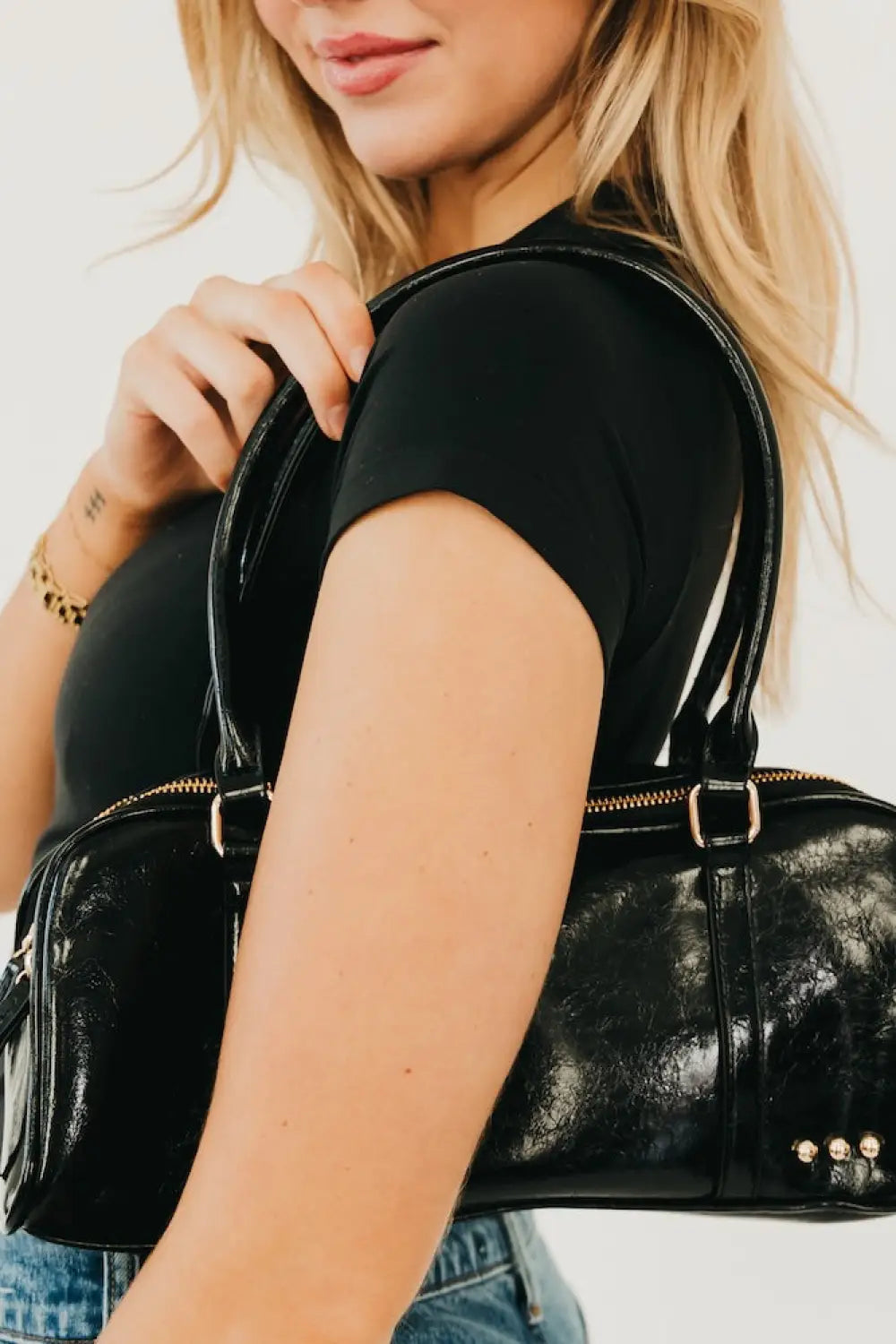 Arlys Barrel Shoulder Bag - Black - Barrel Bag