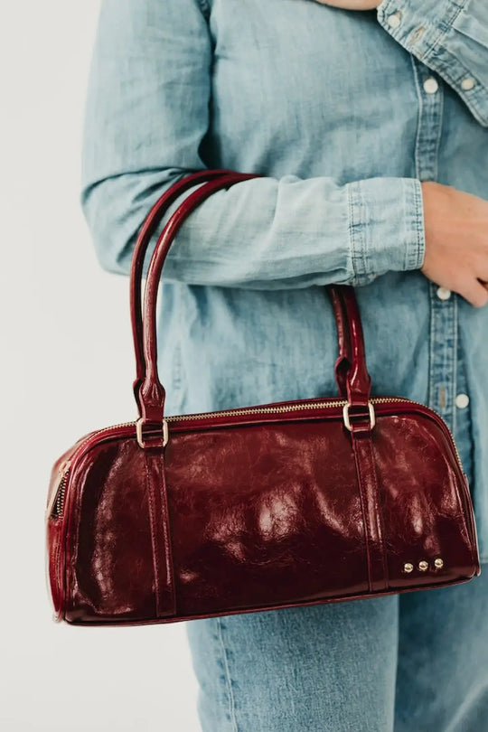 Arlys Barrel Shoulder Bag - Burgundy - Barrel Bag