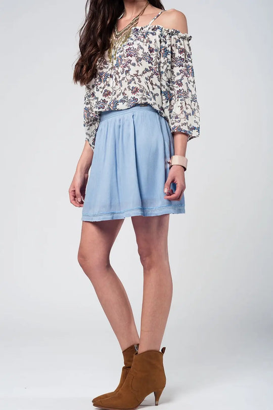 Q2 Aztec blue mini skirt