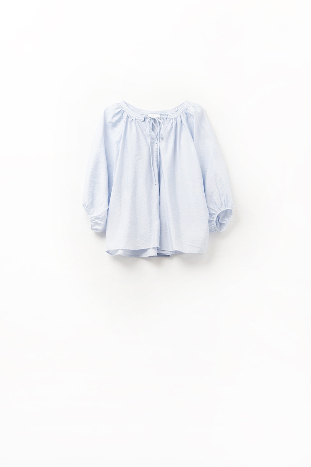 Baby Blue chiffon Top With Puffed Sleeves