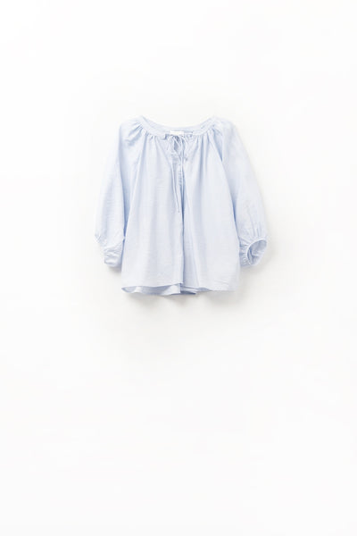 Baby Blue chiffon Top With Puffed Sleeves