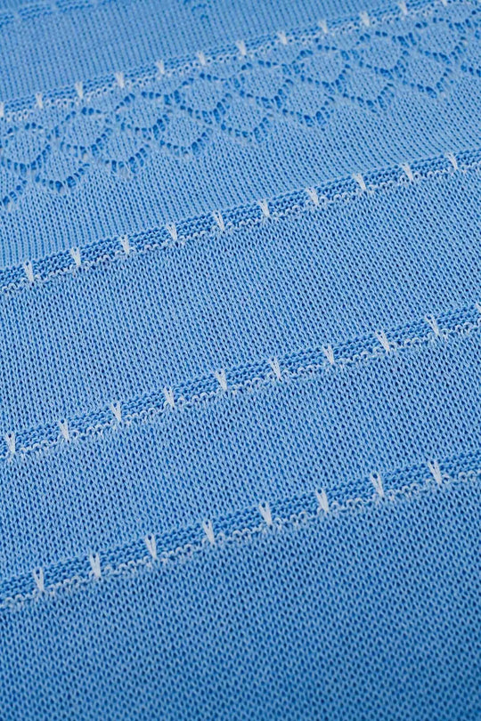 Baby Blue Midi Sleeveless Dress With V-neck and Crochet Design - Dresses