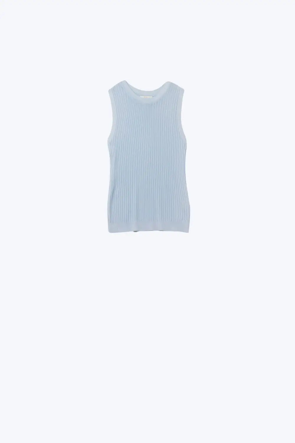 Q2 Baby Blue Sleeveless Ribbed knit Top