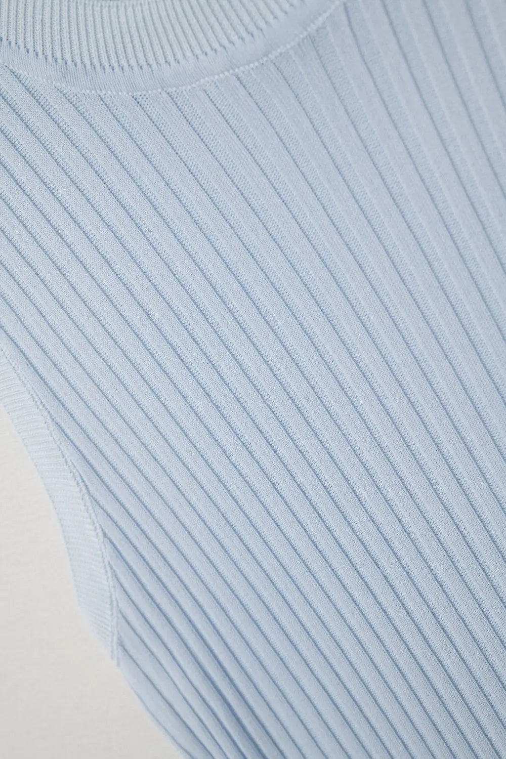 Baby Blue Sleeveless Ribbed knit Top - One Size / Blue - Sweaters