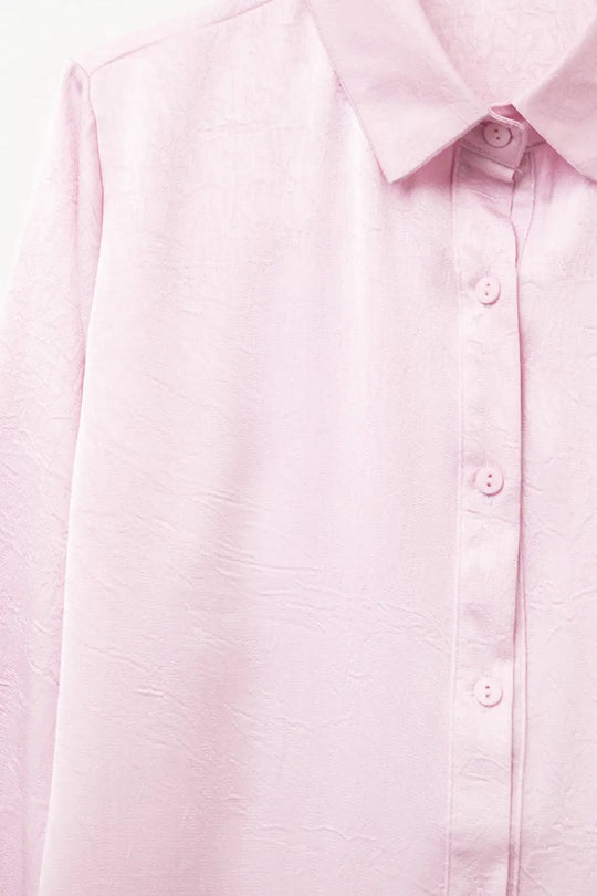 Baby Pink Buttoned Shirt in satin - Shirts