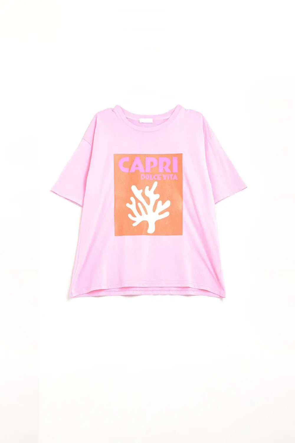 Baby Pink Capri Dolce Vita T-shirt Made in Italy - One Size / Pink - Tops
