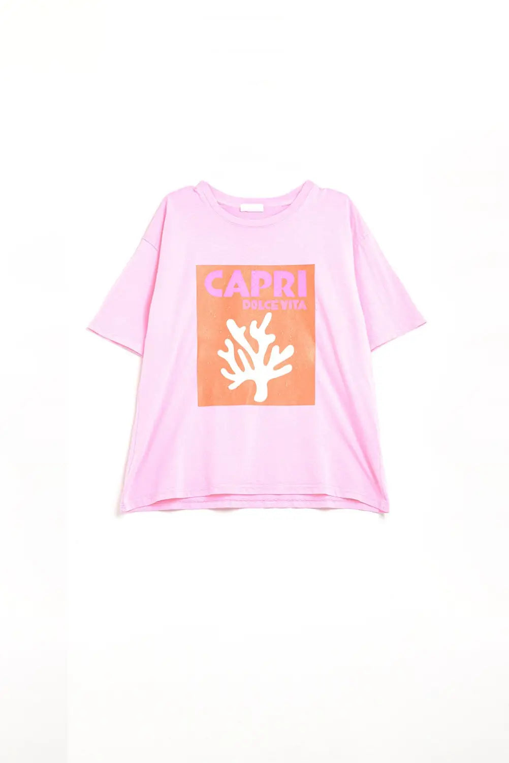Baby Pink Capri Dolce Vita T-shirt Made in Italy - One Size / Pink - Tops