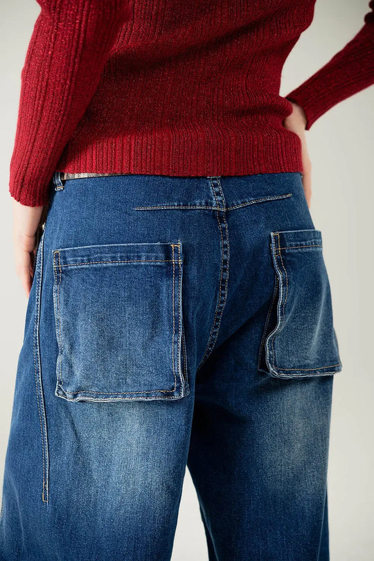 baggy balloon jeans in mid wash - Jeans