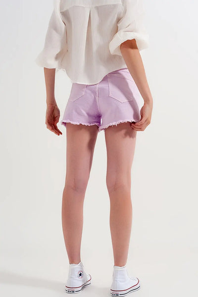 Baggy tomboy short in lilac denim - Jeans