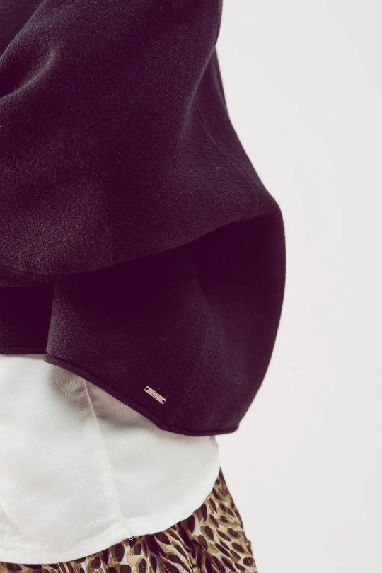 Balloon sleeve knitted jumper in black - One Size / Black - Sweaters