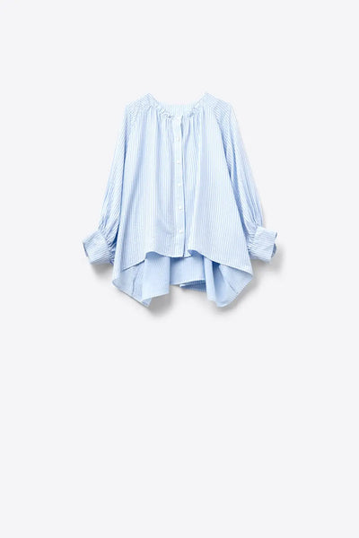 Balloon-Sleeve Striped Blouse in baby Blue - One Size / Blue - Shirts