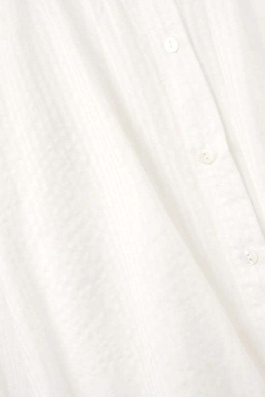 Balloon-Sleeve Striped Blouse in White - One Size / White - Shirts