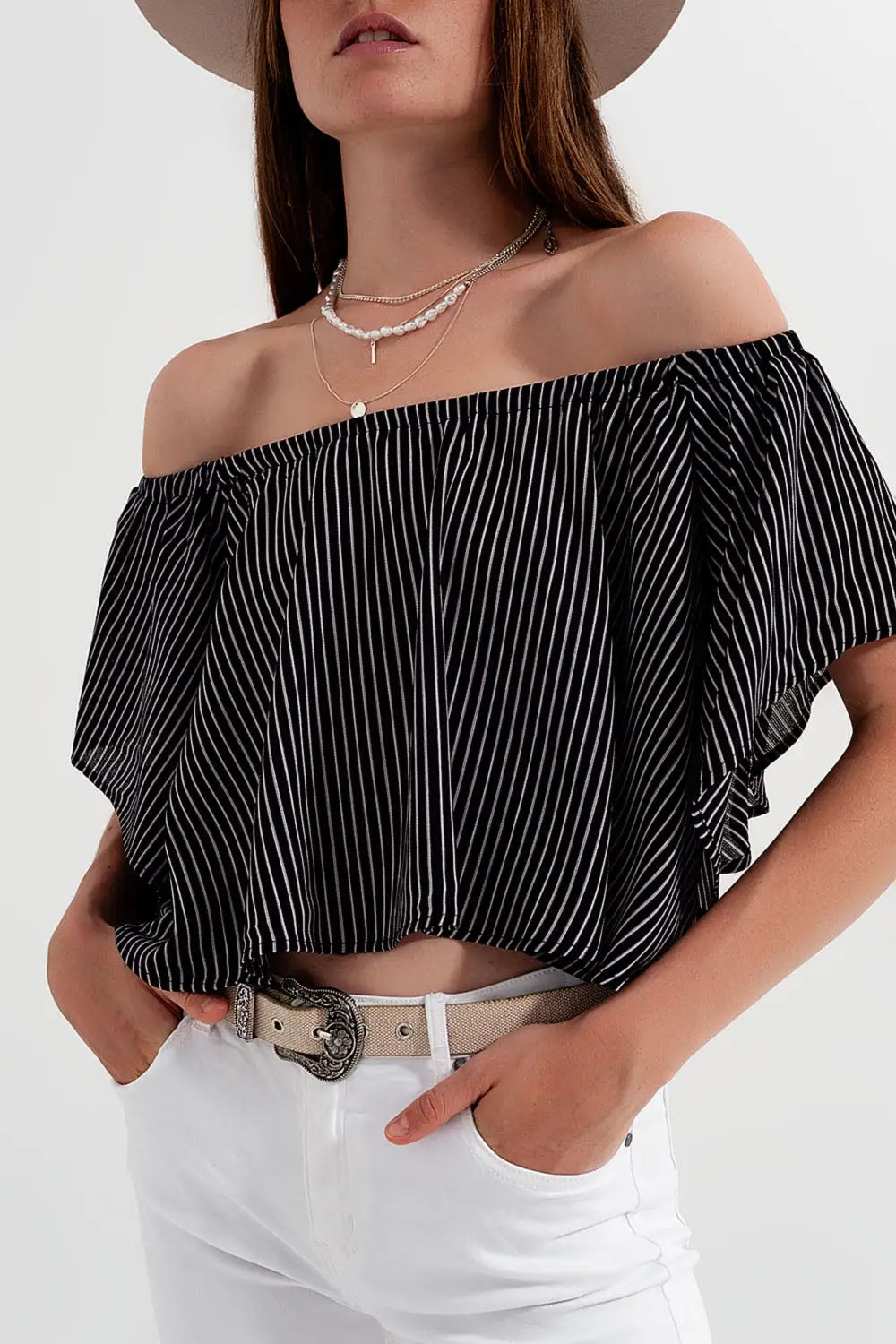 Bardot top in stripe - Shirts