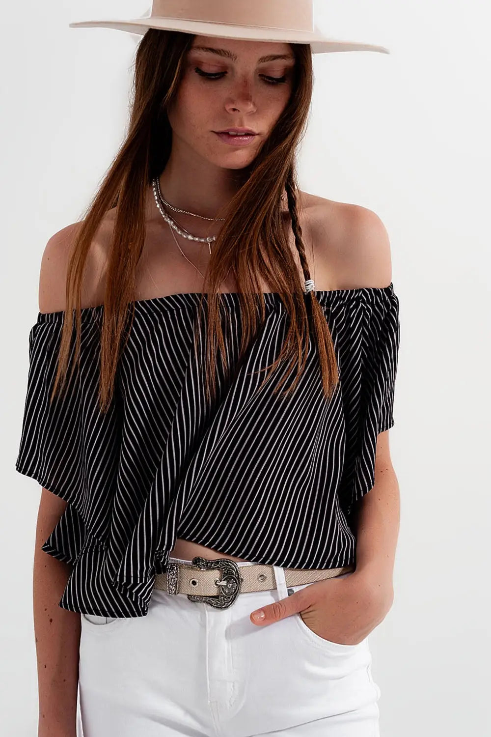 Bardot top in stripe - Shirts