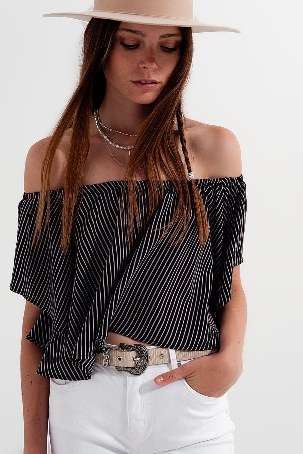 Bardot top in stripe