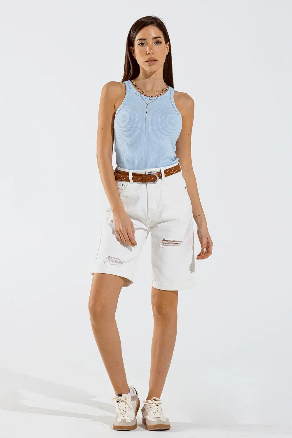 Basic Baby Blue Tank Top in Rib - Tops