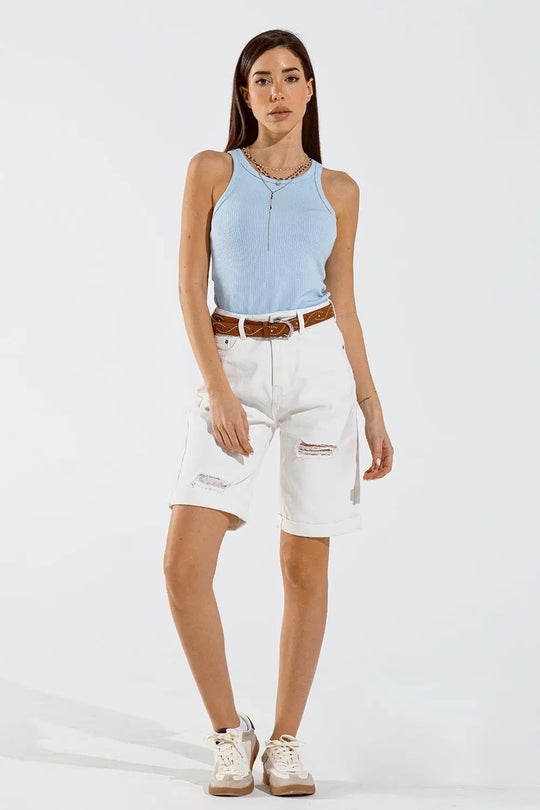 Basic Baby Blue Tank Top in Rib - Tops