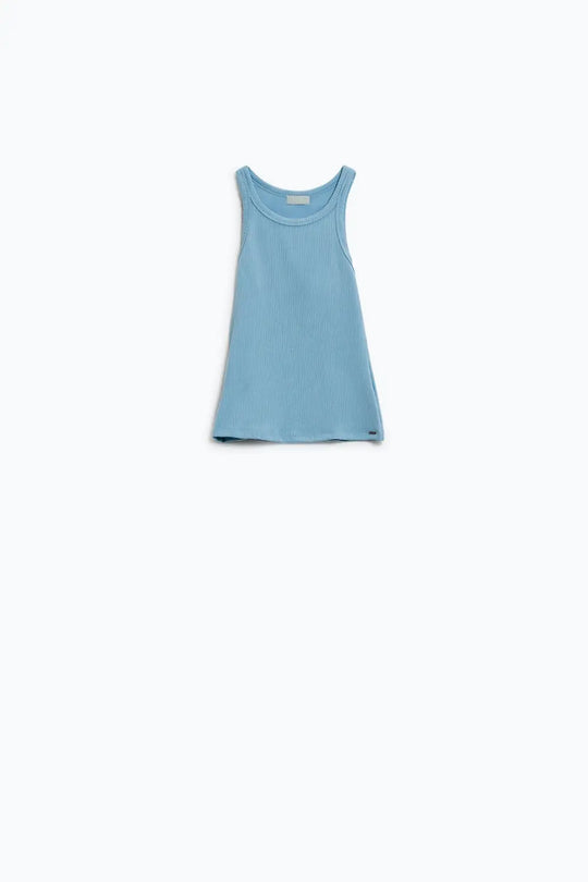 Basic Baby Blue Tank Top in Rib - Tops