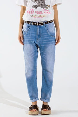 Q2 Basic Boyfriend Jeans With Stitch Detail