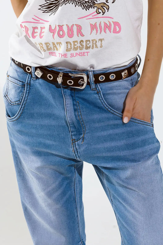 Basic Boyfriend Jeans With Stitch Detail - Jeans