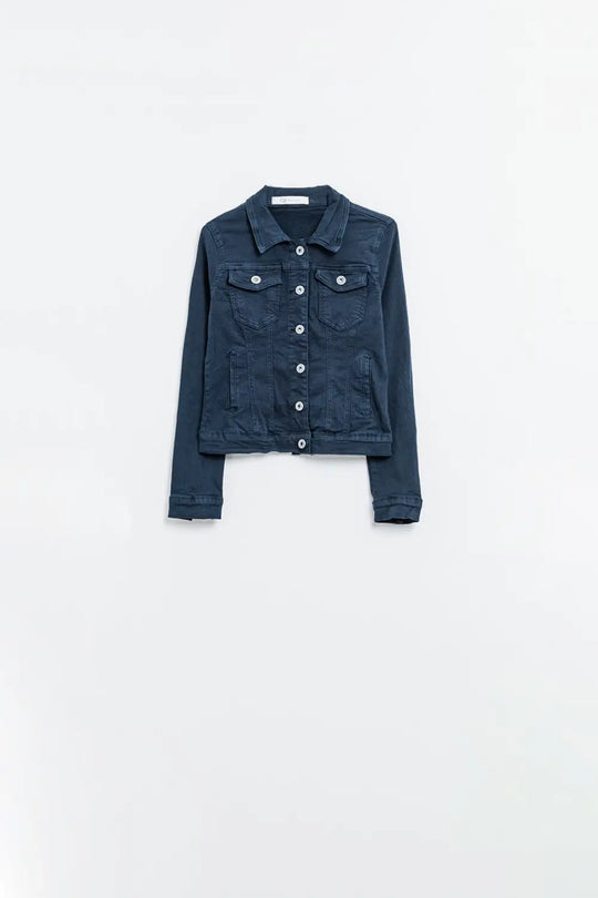 Basic Denim Jacket With Pockets in navy - Coats and Jackets