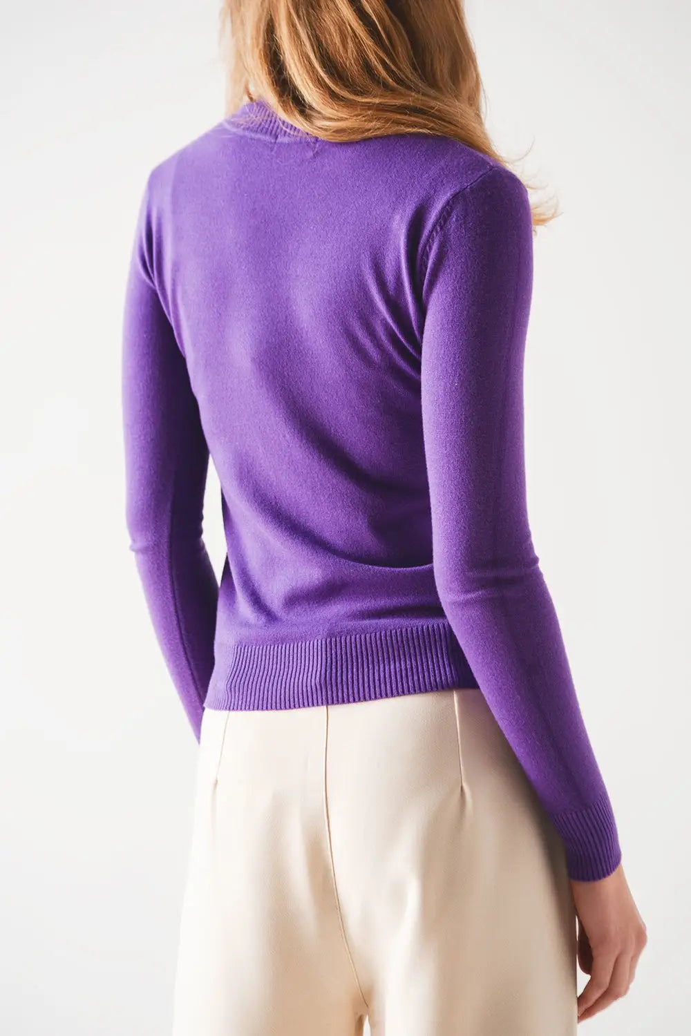Basic Fine knit high neck jumper in purple - Sweaters
