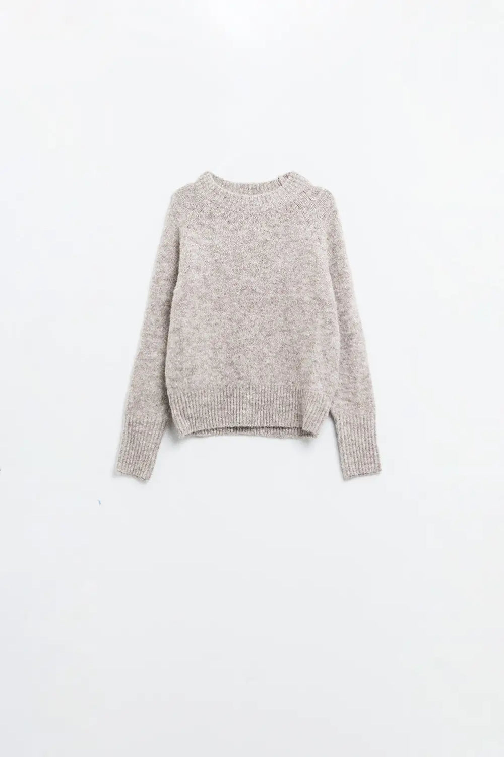 Basic Knited Crew Neck Sweater in beige color - Sweaters