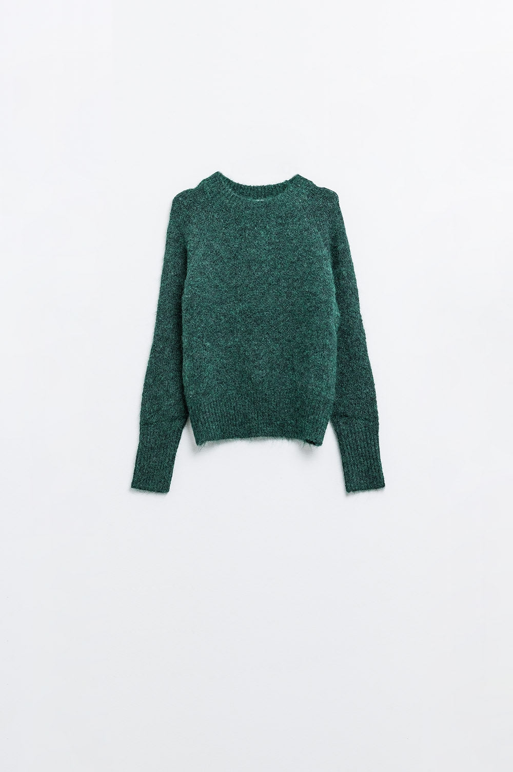 Q2 Basic Knited Crew Neck Sweater in Emerald Green