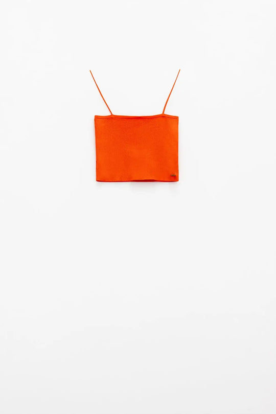 Basic knitted Top In Orange With Thin Straps - Tops