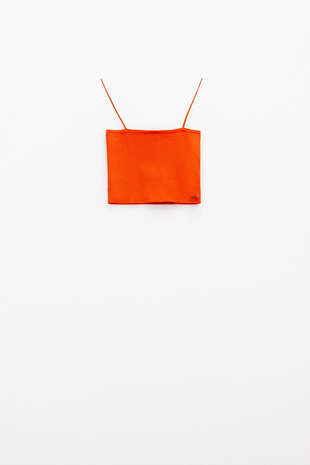 Basic knitted Top In Orange With Thin Straps