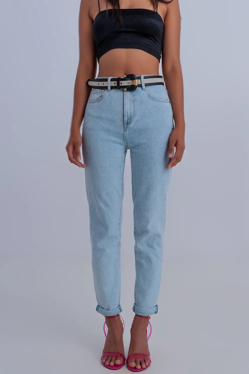 Basic mom jean in light blue - Jeans