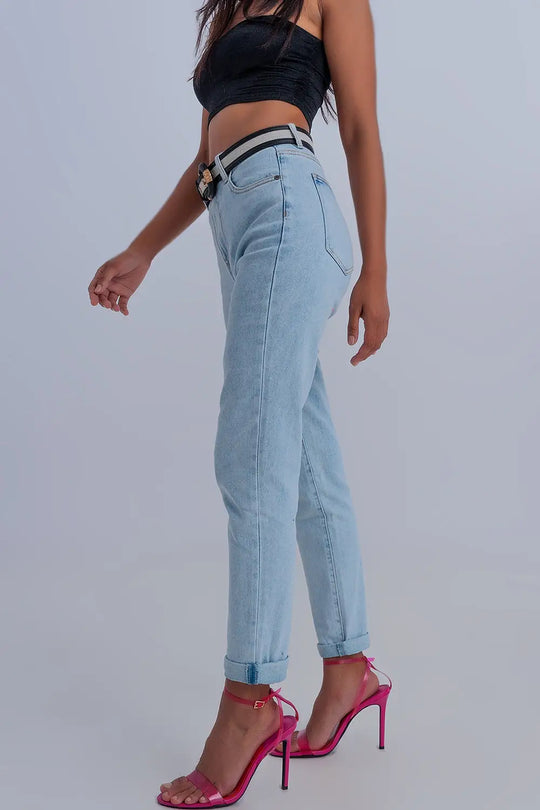 Basic mom jean in light blue - Jeans