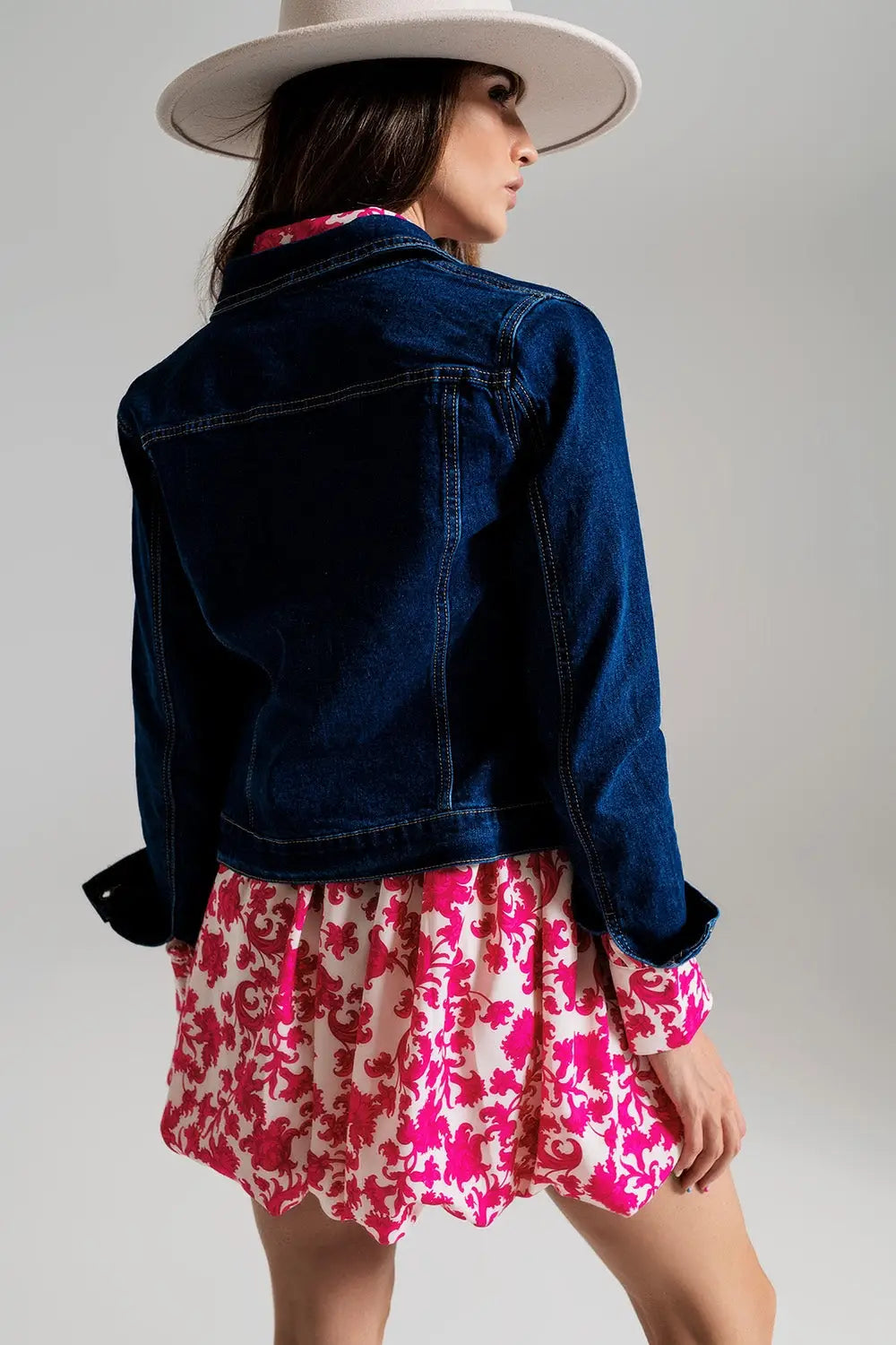 Basic Stretch Denim Jacket in Dark Wash - Coats and Jackets