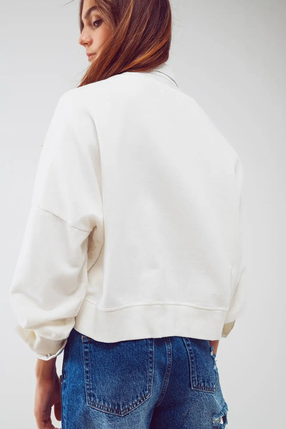 Basic sweatshirt in white - One Size / White - Sweaters