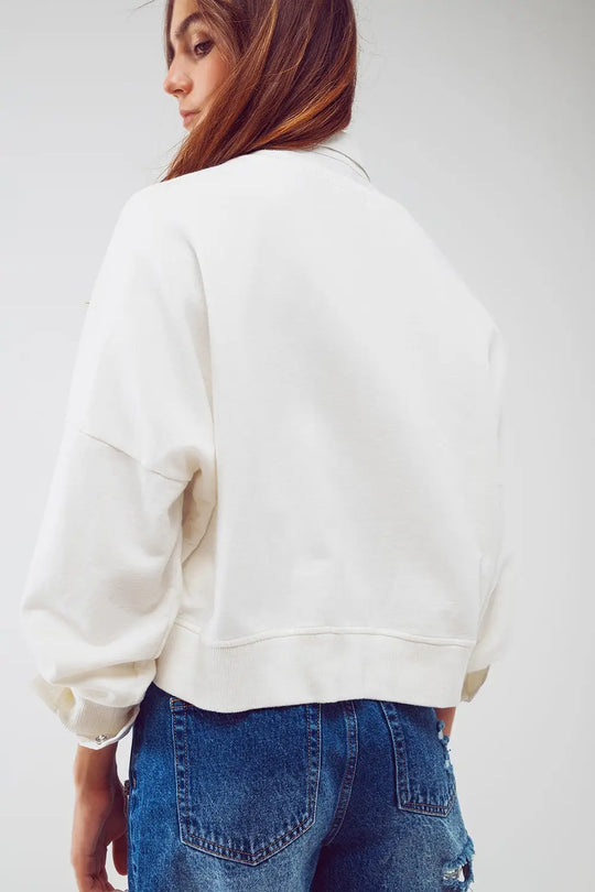 Basic sweatshirt in white - One Size / White - Sweaters