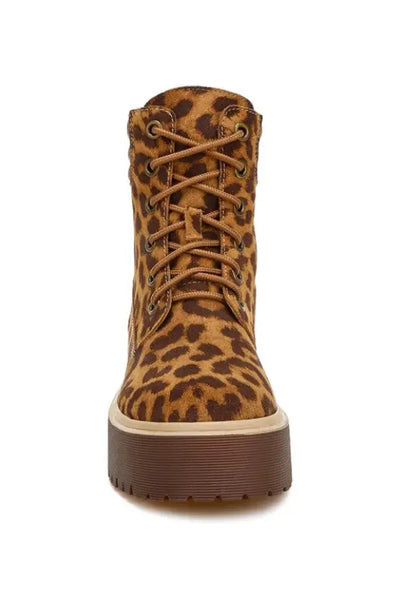 Ujola High Ankle Leopard Print Suede Boots