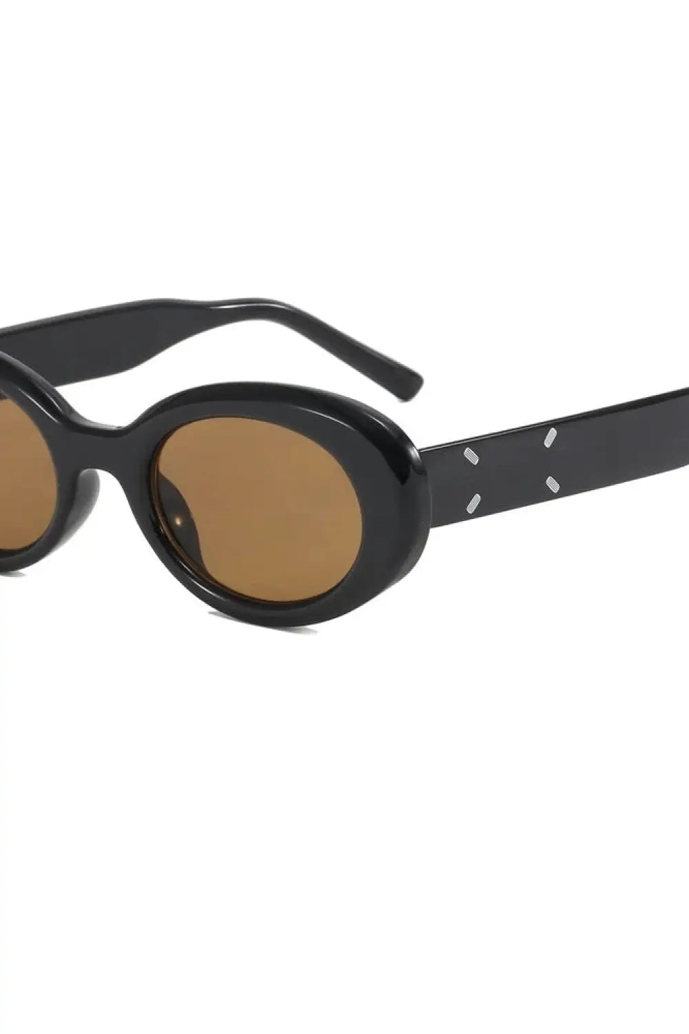 Becky Oval Cat Eye Retro Sunglasses - Black - Sunglasses