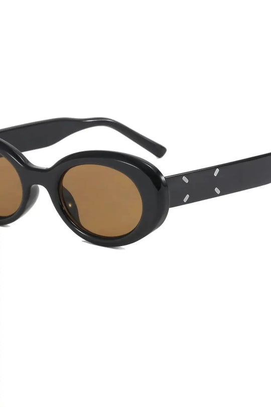 Becky Oval Cat Eye Retro Sunglasses - Black - Sunglasses