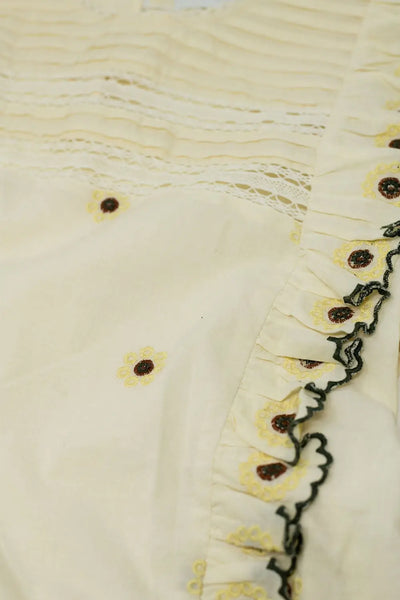beige blouse with cotton embroidery detail - Shirts