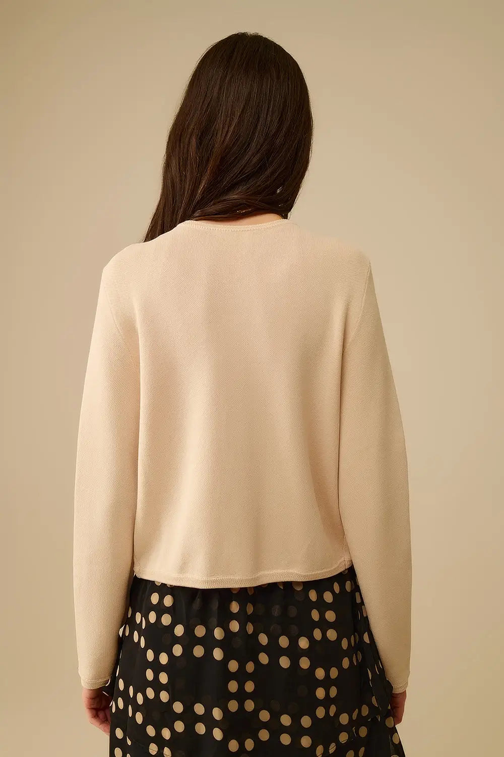Beige Cardigan with Gold Buttons - One Size / Beige - Sweaters