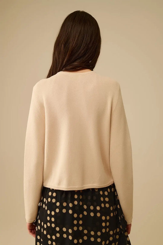 Beige Cardigan with Gold Buttons - One Size / Beige - Sweaters