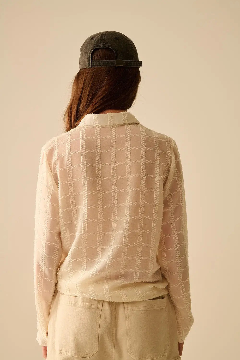 beige chiffon shirt with sequin detail - Shirts