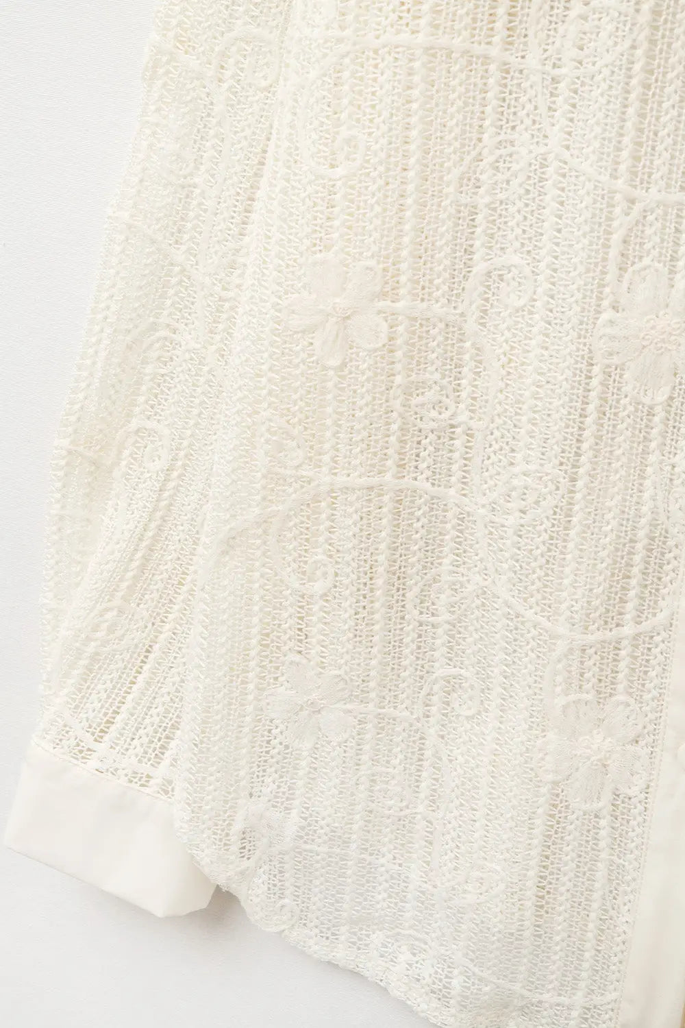 beige crochet shirt with embroidered details - Shirts