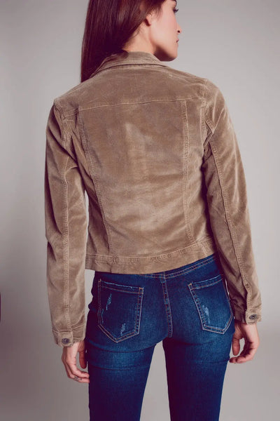 Beige cropped cord jacket - Coats and Jackets