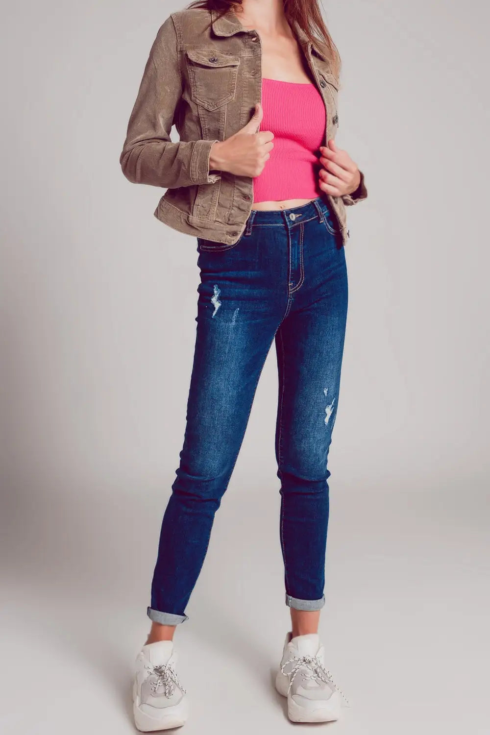 Beige cropped cord jacket - Coats and Jackets
