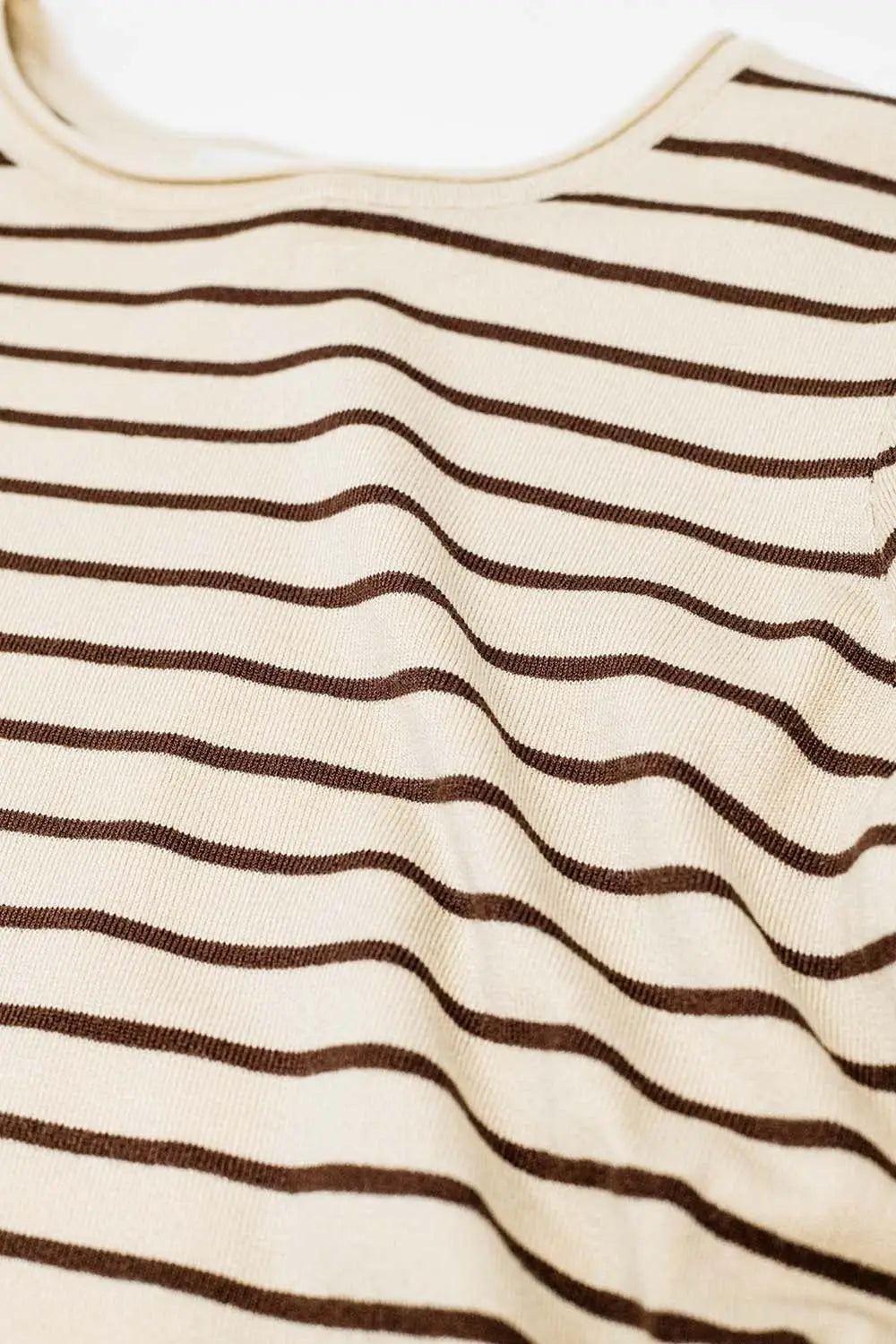 Beige fine knit striped sweater - Sweaters