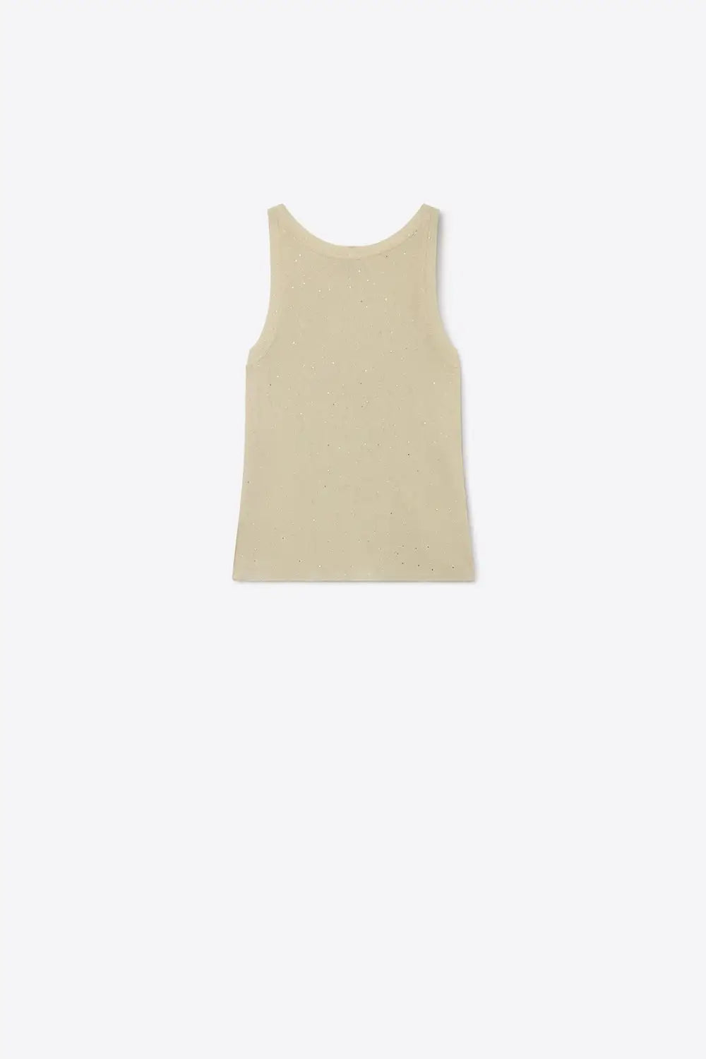 Q2 Beige fine Knit Subtle Glitter Sleeveless Top